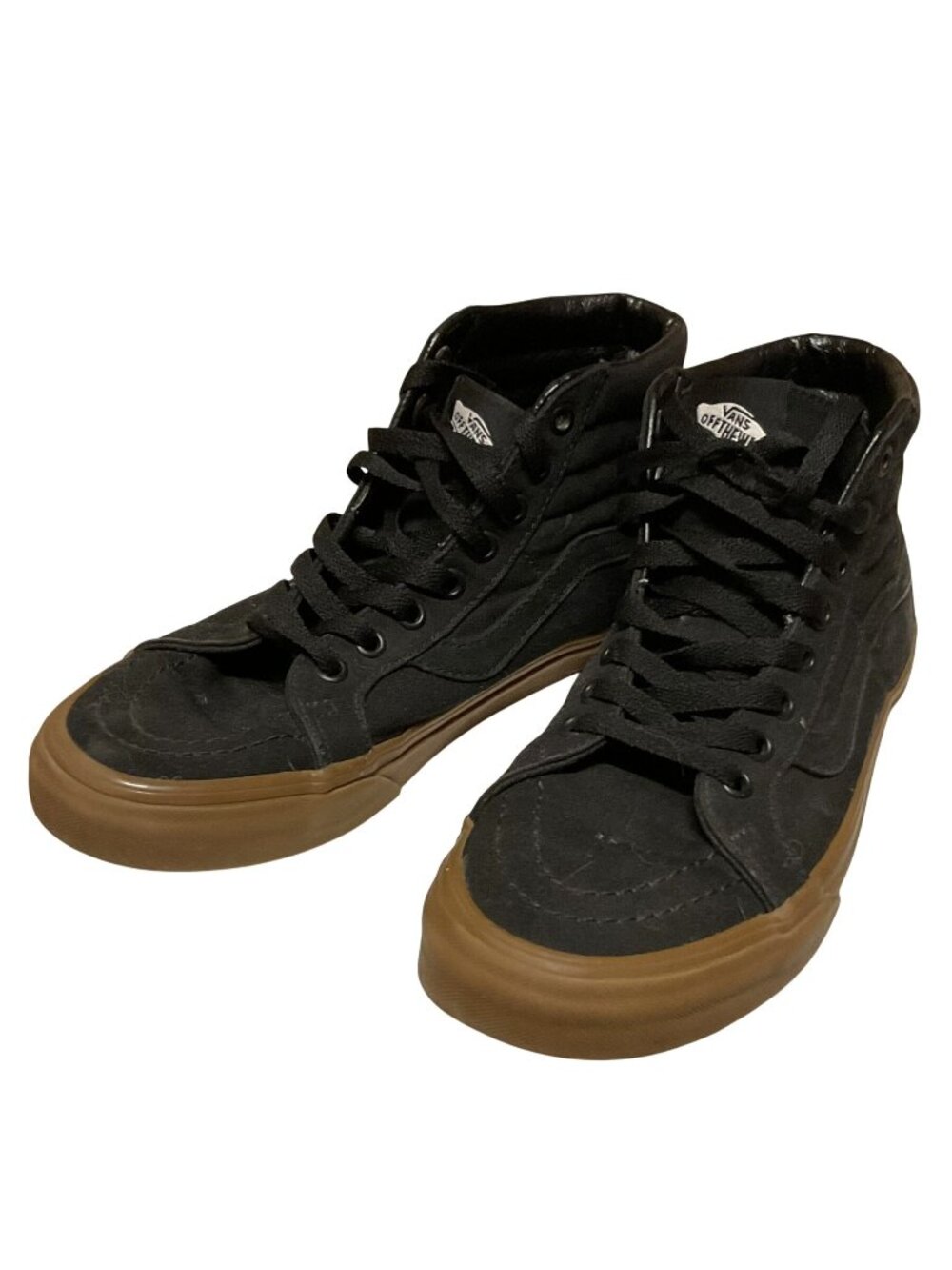 Vans Sk8-Hi Reissue Sneakers Size 6.5M 8W Black Suede Brown Gum Sole 751505